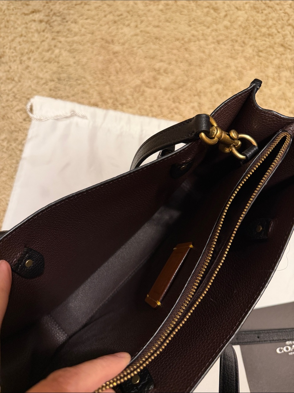 COACH Tyler Carryall Black Pebbled Leather Tote with Crossbody Strap - Picture 5 of 9